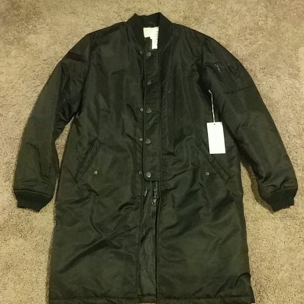 Long trench bomber jacket black reign & storm